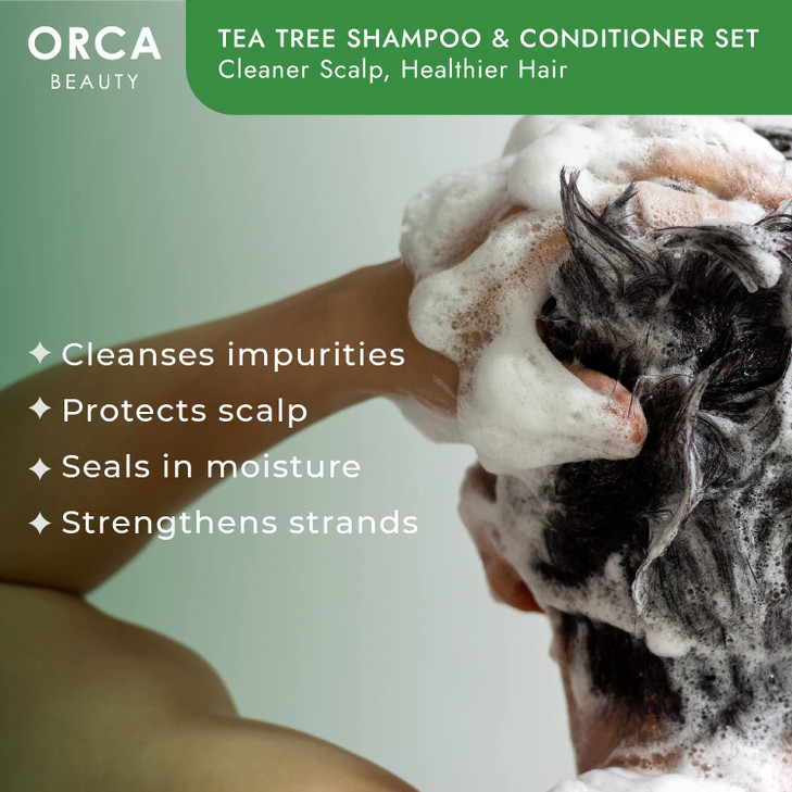 Tea Tree Shampoo and Conditioner Set 2x16oz - Dandruff Shampoo and Conditioner for Oily Hair, Dry Scalp - Natural Shampoo and Conditioner Set, Men &