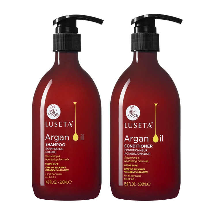 Luseta Argan Oil Shampoo and Conditioner Set Thickening for Thin & Dry Hair Smoothing & Nourishing Anti- Frizz for All Hair Types Sulfate Free for Me