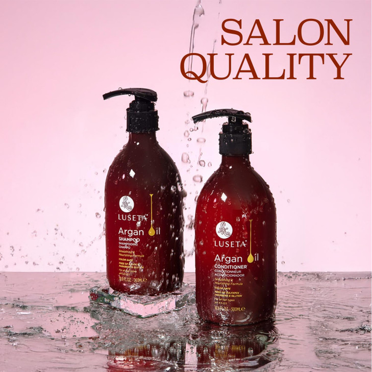 Luseta Argan Oil Shampoo and Conditioner Set Thickening for Thin & Dry Hair Smoothing & Nourishing Anti- Frizz for All Hair Types Sulfate Free for Me