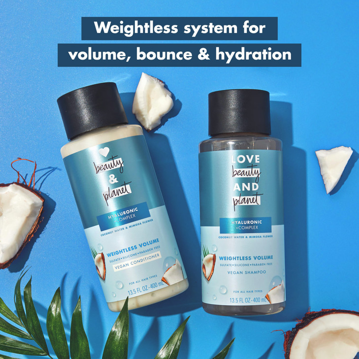Love Beauty And Planet Volume and Bounty Thickening Shampoo and Conditioner For Hair Volume and Fine Hair Care Coconut Water & Mimosa Flower, Paraben