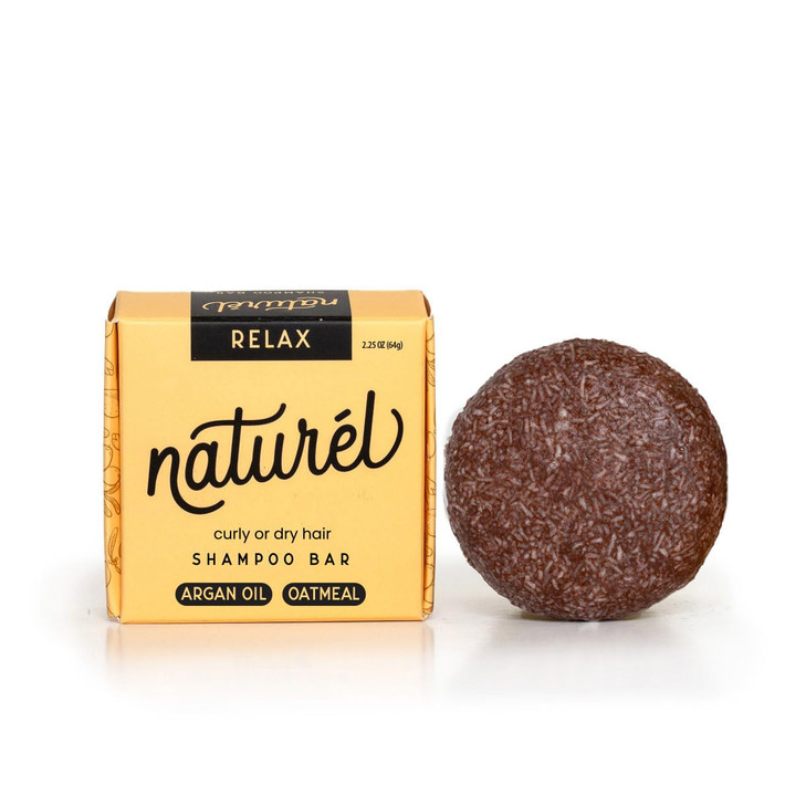 Naturel Relax Moisturizing Shampoo Bar with Argan Oil and Colloidal Oatmeal for Curly or Dry Hair, Shampoo Bar for Frizzy Hair, Vegan, Zero Waste, Cr