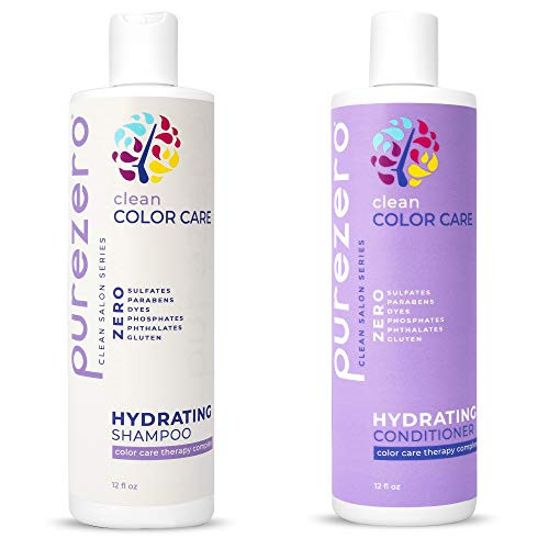 Purezero Clean Color Care Hydrating Shampoo & Conditioner Set - Toning, Balance for Color Treated Hair - Hydrate Dry Hair - Zero Sulfates, Parabens