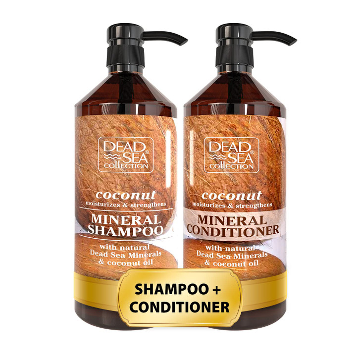 Dead Sea Collection Shampoo and Conditioner Set with Coconut Oil  Hydrating Softening Hair Products with Dead Sea Minerals for All Hair Types  Set