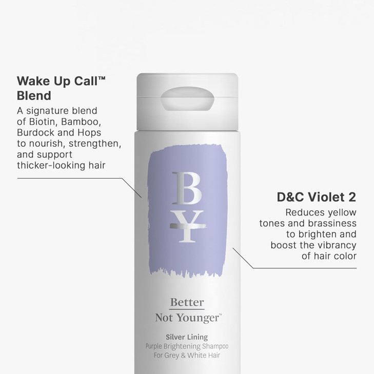 Better Not Younger Silver Lining Purple Shampoo for White & Gray Hair for Women Over 40 - Brightening & Toning Formula Neutralizes Yellow & Brassy To