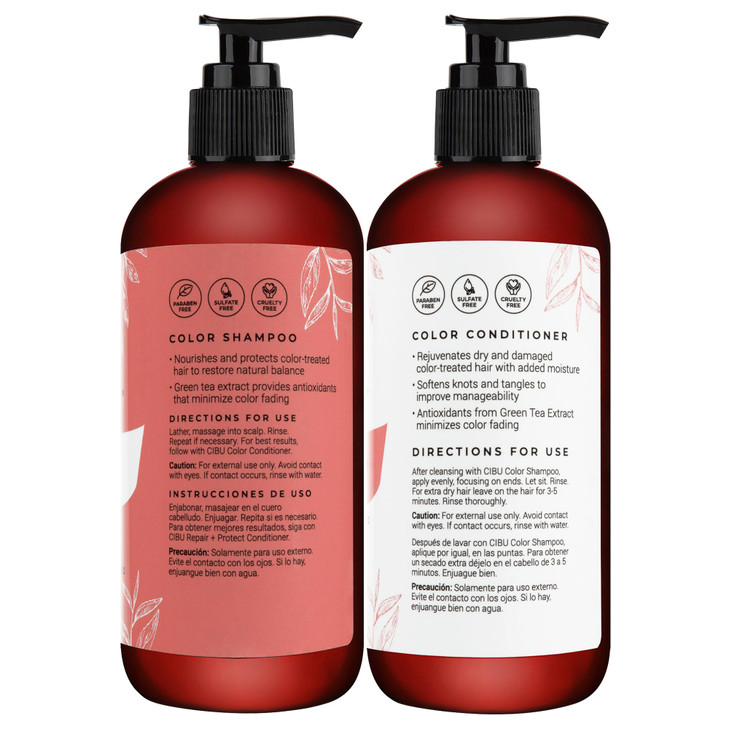 Cibu Color Shampoo and Conditioner Set - Gently Hydrates and Strengthens Strands - Protects and Revitalizes Hair and Scalp - Color Safe Shampoo and C