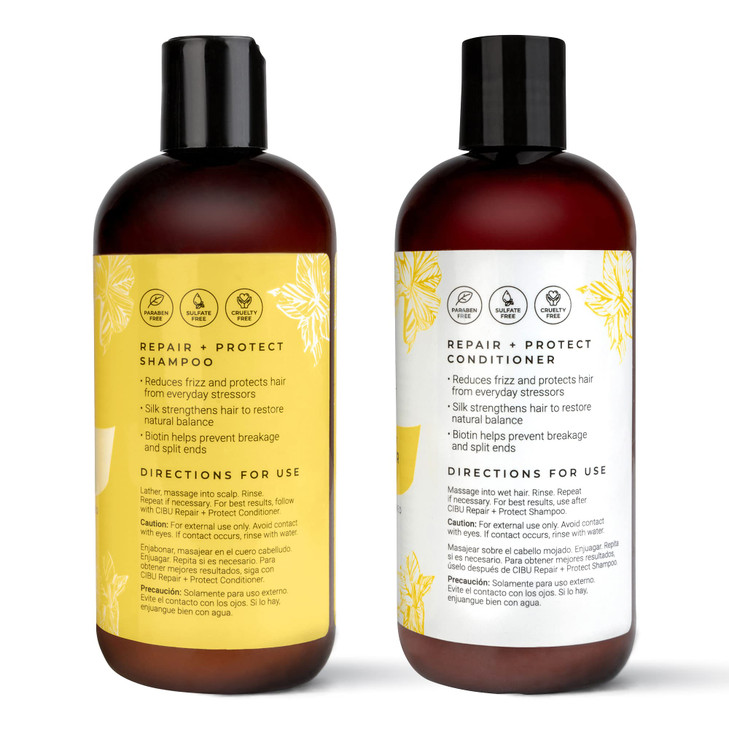 CIBU Repair + Protect Shampoo and Conditioner Set - Safe for Color-Treated Hair, Paraben Free, and Sulfate Free Shampoo and Conditioner for Women - R