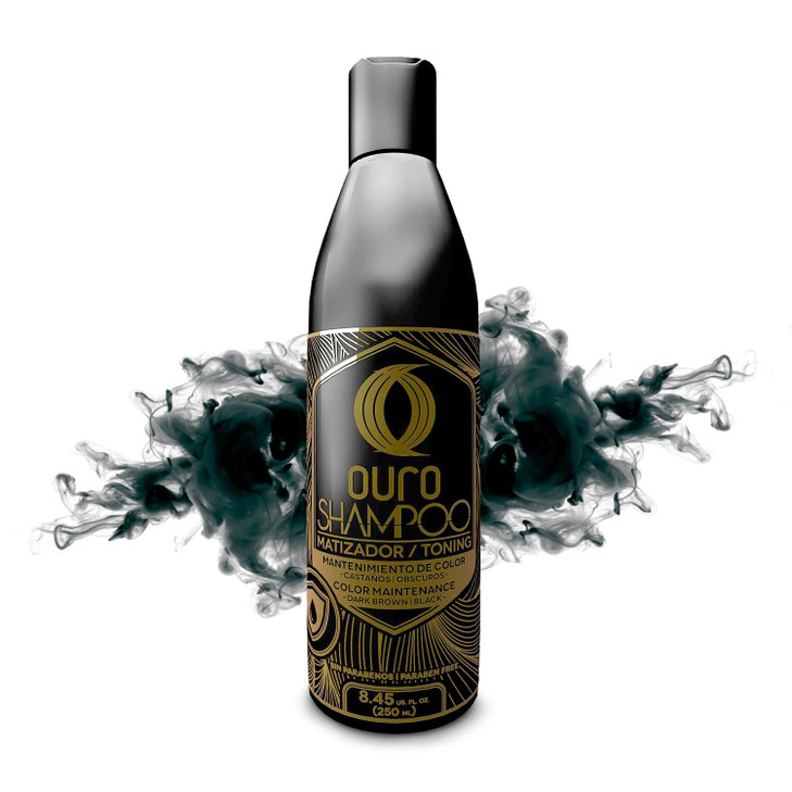 OURO Color-Enhancing Shampoo for Dark Brown & Black Hair  Neutralizes Yellow Tones, Boosts Shine & Intensity, Revitalizes Gray Hair, Protects Color,