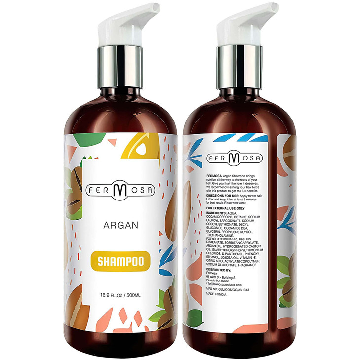 FERMOSA Shampoo - Clarifying & Nourishing, Hydrating and Cleansing, Reduces Itchy Scalp & Frizz, Anti Dandruff, Sulfate Free 16.9oz (Argan)