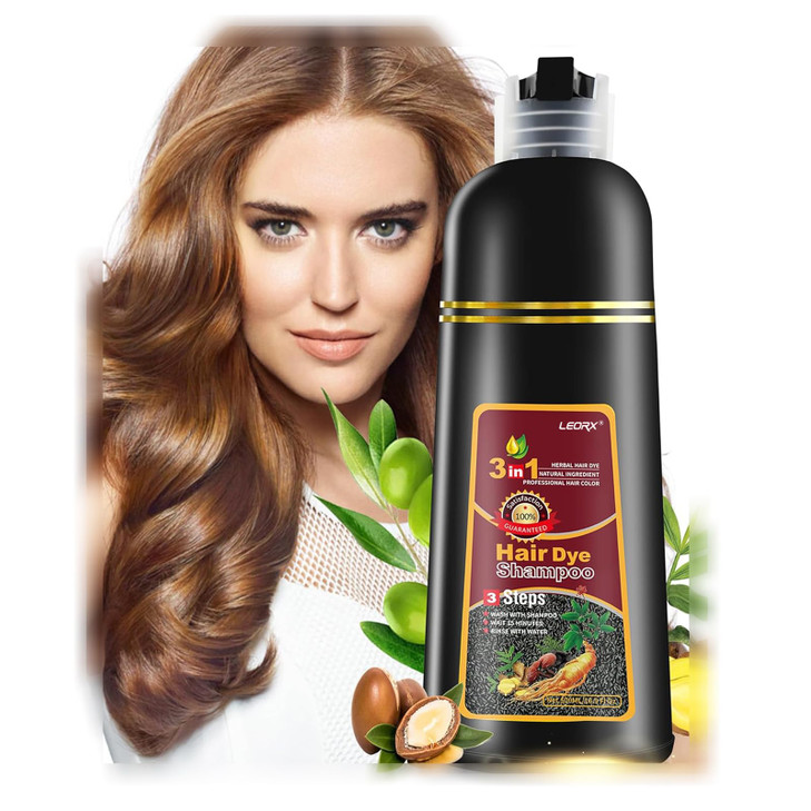Hair Dye Shampoo, Leorx 3 In 1 Brown Color Shampoo Hair Dye For Refresh Hair Instant Herbal Coloring Shampoo For Women&Men - Tintes Para El Cabello P