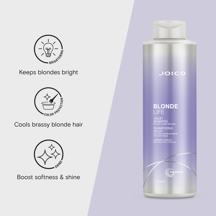 Joico Blonde Life Violet Shampoo | For Cool & Bright Blonde Hair | Neutralize Brassy Tones | Banish Yellow Tones | Boost Shine | Sulfate Free | With
