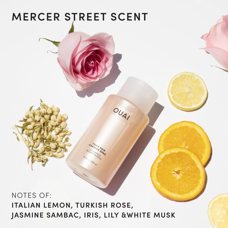 OUAI Thick Shampoo - Moisturizing Shampoo with Keratin, Marshmallow Root, Shea Butter, Avocado Oil for Thick Hair - Strengthens & Hydrates Strands -