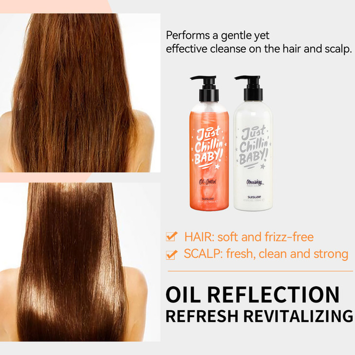 Suisuaie Clarifying Shampoo and Conditioner Set for Greasy Hair, Build Up, and Dry Ends - 32.4 Fl Oz