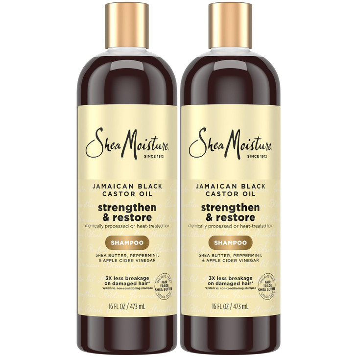 SheaMoisture Jamaican Black Castor Oil Strengthen & Restore Shampoo 2-Pack, 16 Oz Ea