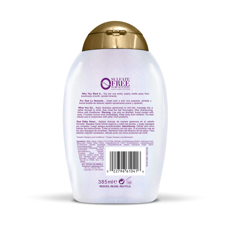 OGX Smoothing + Shampoo Ounce, Liquid Pearl, Liquid Pearl Luminescent, 13 Fl Oz