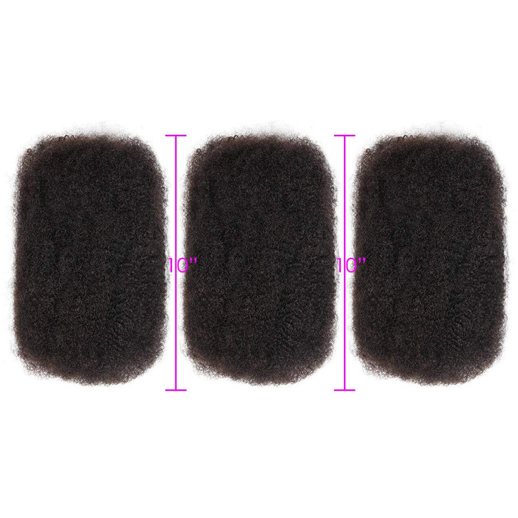 Style Icon 3 Bundles Afro Kinkys Bulk Human Hair (10"/10"/10", Natural Black) - Afro Twist Braiding Hair - Curly Hair Extensions for Dreadlocks Loc