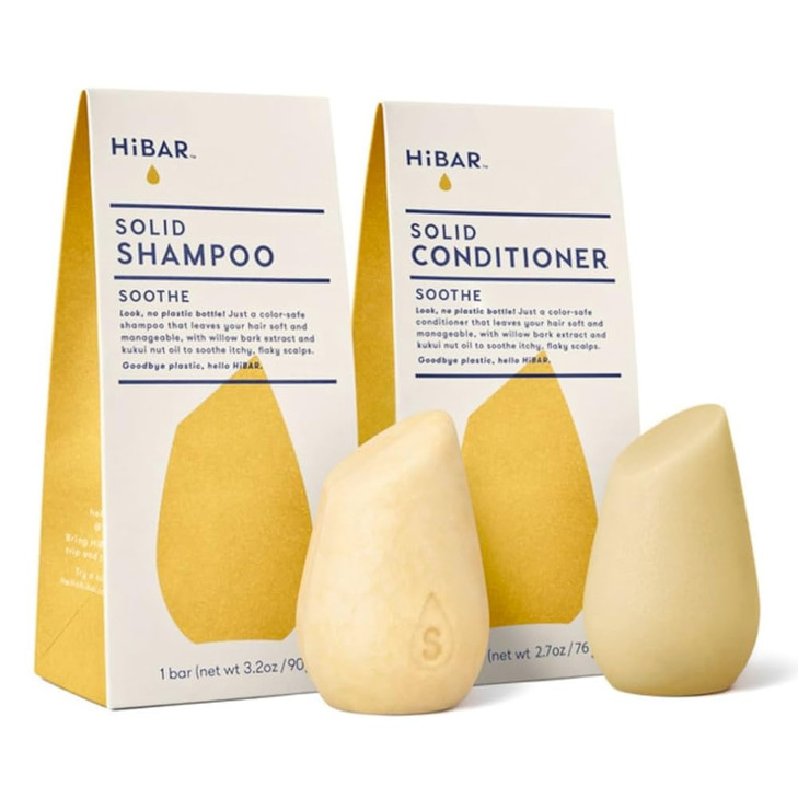 HiBAR - Soothe Shampoo & Conditioner Set - For Dry, Itchy, Flaky Scalps - Improves Scalp Health - Willow Bark Extract & Salicylic Acid - Plastic, Soa