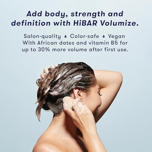 HiBAR - Volumize Shampoo & Conditioner Set - For Fine, Flat Hair - Add Body, Definition & Volume - African Dates & Vitamin B5 - Plastic, Soap, Parabe