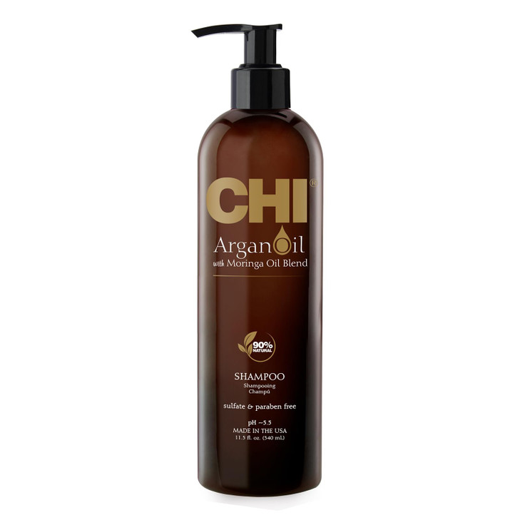 CHI Argan Oil Shampoo, Restores Moisture, Helps Rejuvenate Dry, Damaged Hair & Enhances Strength, Sulfate, Paraben, & Cruelty-Free, 11.5 Oz