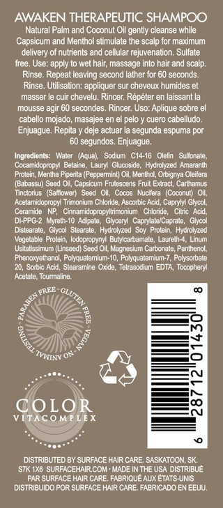 Surface Hair - Awaken Therapeutic Shampoo  Natural Ingredients for Thinning Hair and a Healthy Scalp - 2 fl oz