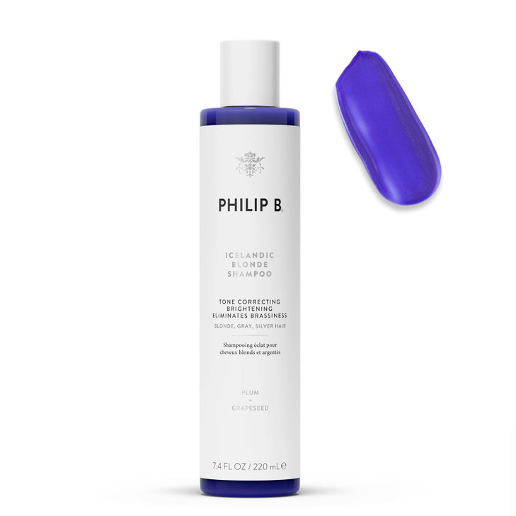 PHILIP B Icelandic Blonde Shampoo, 7.4 fl. oz. (220 ml) - Tone Correcting, Brightening, Eliminates Brassiness, For Blonde, Gray or Silver Hair
