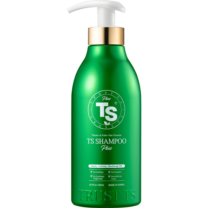 TS Shampoo plus 500ml (16.9oz), for Thinning Hair with Biotin,Pantenol and Caffein, Refreshing Natural Citrus Scent. Hair Thickening Probio Complex f