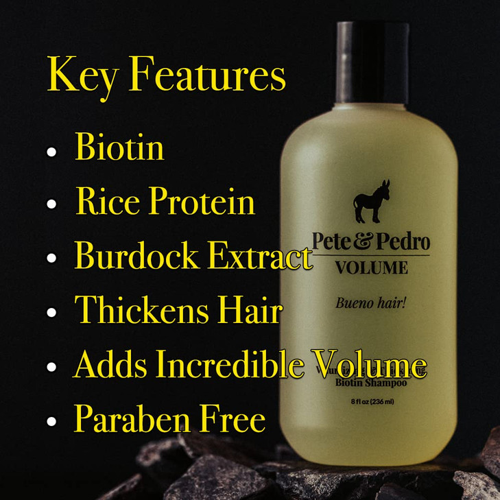 Pete & Pedro VOLUME SHAMPOO - Volumizing & Thickening Biotin Hair Strengthening Men's & Women Daily Cleansing Shampoo | Alcohol & Paraben Free | As S
