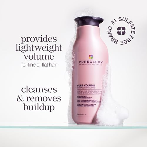 Pureology Pure Volume Shampoo - Enhances Volume and Movement, Lightweight Shampoo for Fine, Flat, Color Treated Hair, Sulfate-Free & Vegan, 9 Fl Oz