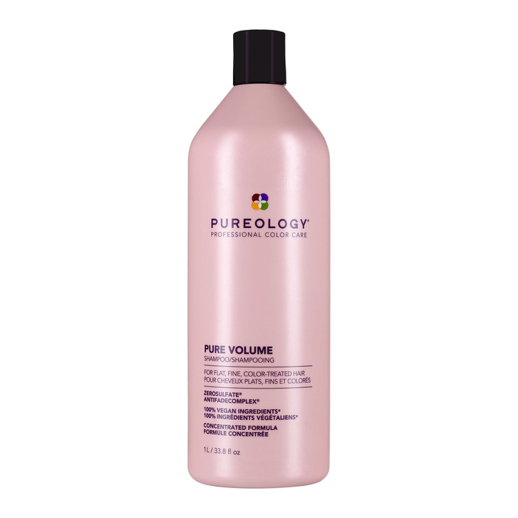 Pureology Pure Volume Shampoo - Enhances Volume and Movement, Lightweight Shampoo for Fine, Flat, Color Treated Hair, Sulfate-Free & Vegan, 33.8 Fl O