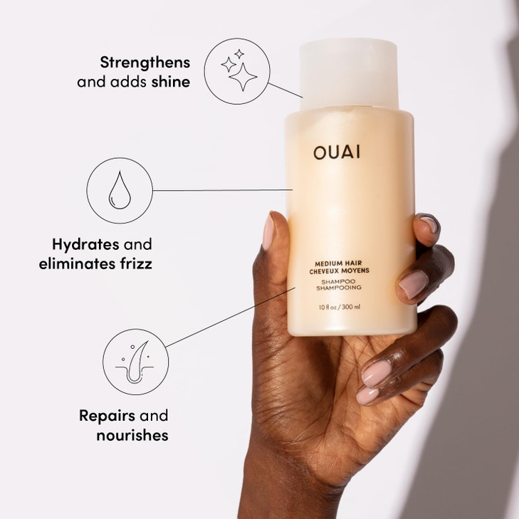 OUAI Medium Hair Shampoo and Conditioner Set - Sulfate-Free Shampoo and Conditioner for Women & Men - Made with Keratin, Shea Butter & Avocado Oil -
