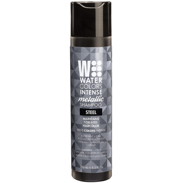 Watercolors INTENSE METALLIC Semi Permanet Color Depositing Shampoo-Sulfate & Paraben Free to Maintain & Enhance Hair Color 8 fl oz - STEEL