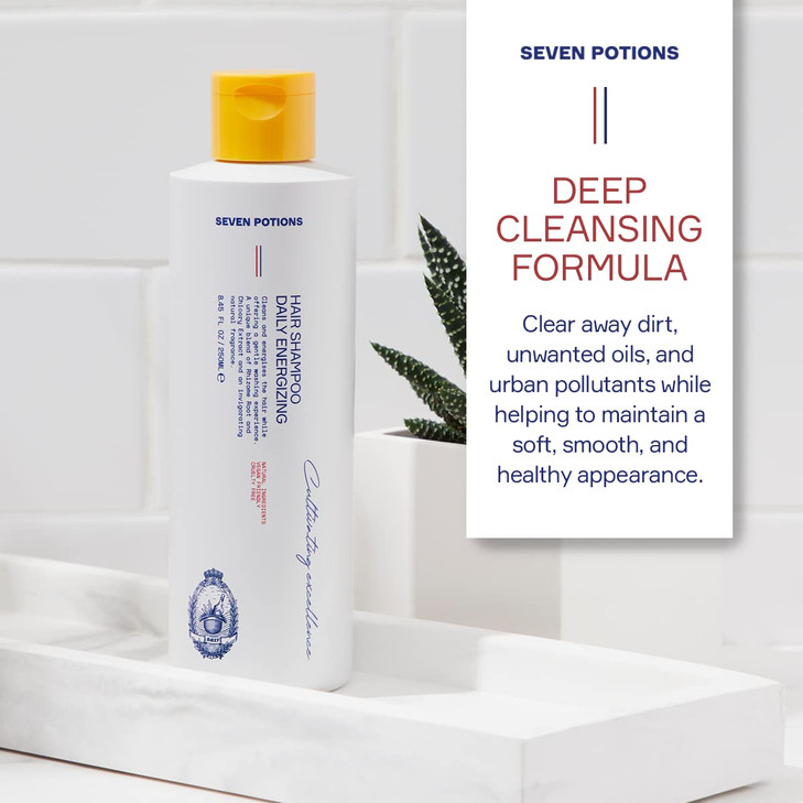 SEVEN POTIONS Hair Shampoo for Men  Deep Cleansing Hair Wash Formula For Healthier, Fuller Hair  Great For All Hair Types  Natural, Vegan, Cruelty
