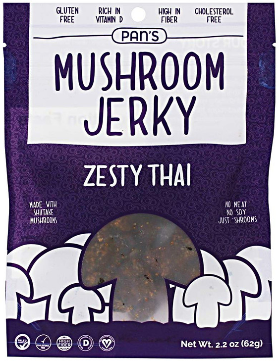 Pan's, Mushroom Jerky, Zesty Thai Flavor (Meat-free), 2.20 oz (Pack of 3)