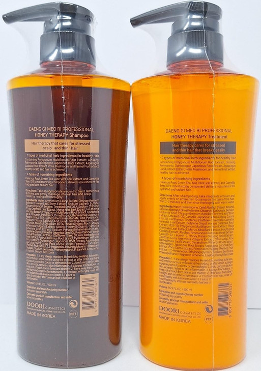 Daeng Gi Meo Ri - Honey Therapy Shampoo and Treatment Set(16.9 FL. OZ/500ml each), Packaging may vary