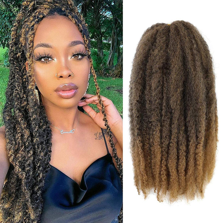Marley Hair 3 Packs 18 Inch Long Afro Kinky Marley Twist Braiding Hair Natural Synthetic Marley Hair for Twists Crochet Hair Extension 100g/pack(T27#
