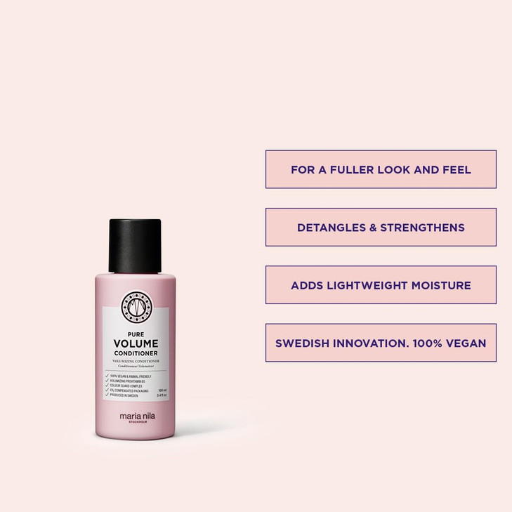 Maria Nila Pure Volume, Conditioner 3.4 Fl Oz, Vitamin B5 Gives Volume to Thin & Fine Hair, 100% Vegan & Sulfate/Paraben free