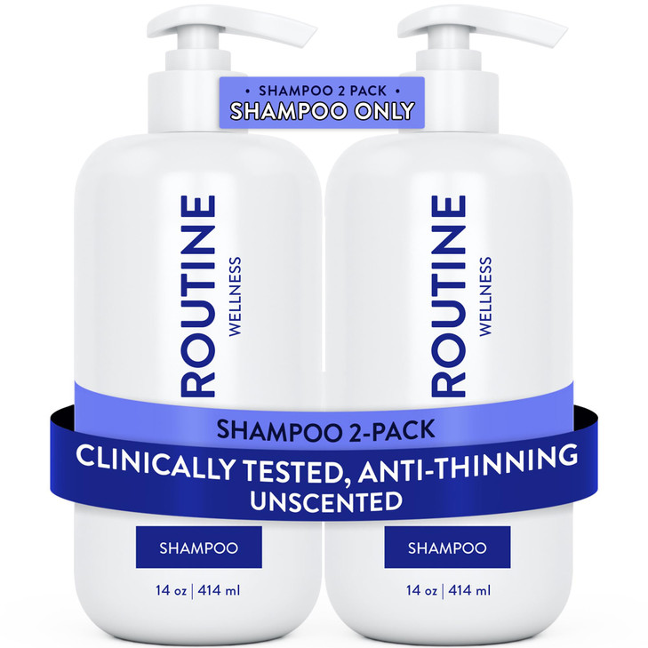 Routine Wellness Anti-Thinning Shampoo for Thinning Hair - Biotin DHT Blocker Women & Men - Color Safe Shampoo for Hair Loss & Healthy Hair - Unscent