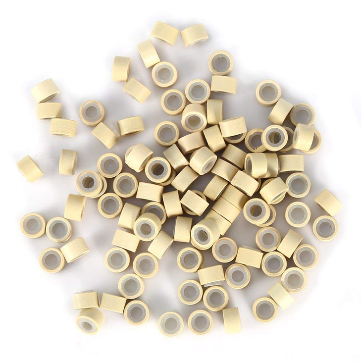 PARAHAIR 500 Pcs 5mm Silicone Lined Micro Rings Links Beads for Hair Extensions (#613 Bleach Blonde)