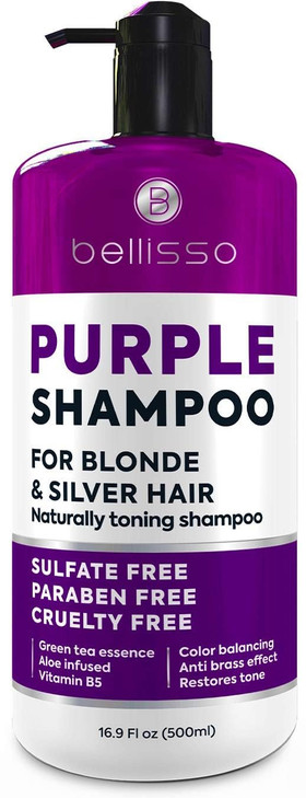 Purple Shampoo - Toner for Blonde Hair - Sulfate and Paraben Free - More Balanced Color Treated, Bleached, Silver, White and Gray Hair - No More Oran