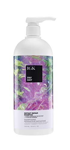 IGK PAY DAY Instant Repair Shampoo Liter | Bond-Building + Damage Repair | Vegan + Cruelty Free | 33.8 Oz