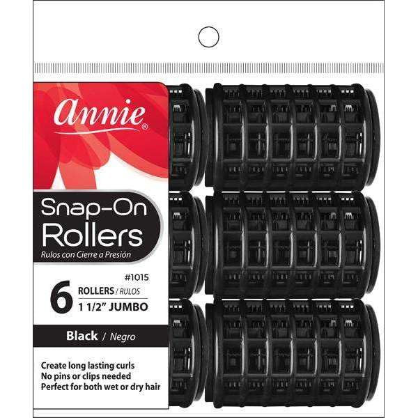 Annie Snap-On Rollers Size Jumbo 6Ct Black