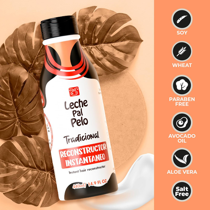 Leche Pal Pelo - Instant Hair Reconstructor Treatment with Soy, Wheat, Aloe and Avocado. Provides Intensive Hydration-14.9 Ounces. Tratamiento Recons