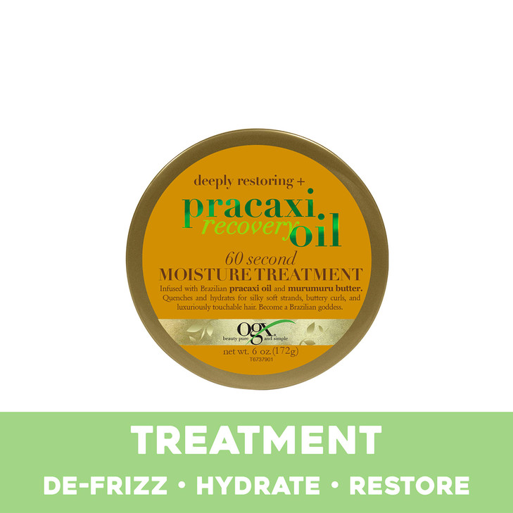 OGX Deeply Restoring + Pracaxi Recovery Oil AntiFrizz Deep Conditioning InShower Moisture Treatment with Murumuru Butter SulfateFree Surfactants Hair