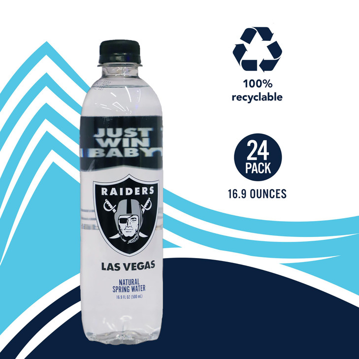 PULSE Las Vegas Raiders Natural Spring Water - Natural Sports Water Bottle Pack - Filtered Water Bottles - Recyclable and BPA-Free - 24 Pack