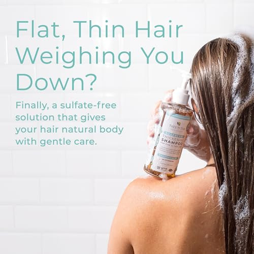 Tree to Tub Biotin Fine Hair Thickening Shampoo for Thicker, Fuller Volume - Gentle Volumizing Sulfate Free Argan Oil Shampoo for Women & Men w/Caffe