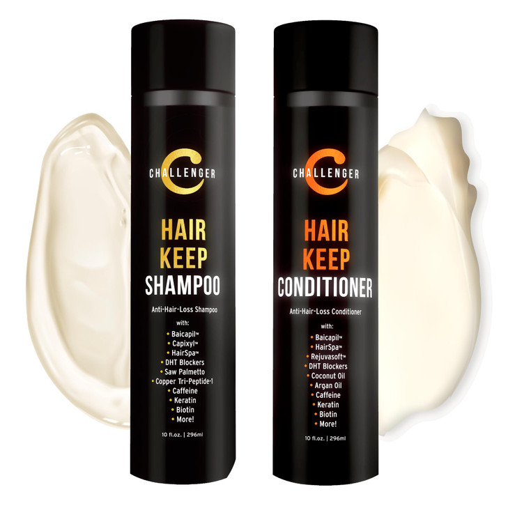 Challenger Men's Hair Keep Shampoo & Conditioner, 2X 10 Oz Bottles | Hair Growth Combo | DHT Blockers| w/Baicapil, Capixil, Rejuvasoft, HairSpa | Caf