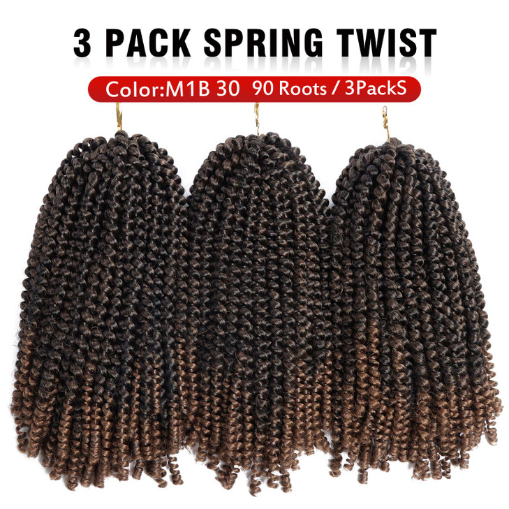 10 Inch Spring Twist Crochet Braids Hair for Butterfly Locs Bomb Twist Crochet Hair Beyond Beauty Ombre Colors Synthetic Fluffy Hair Extension 3 Pack