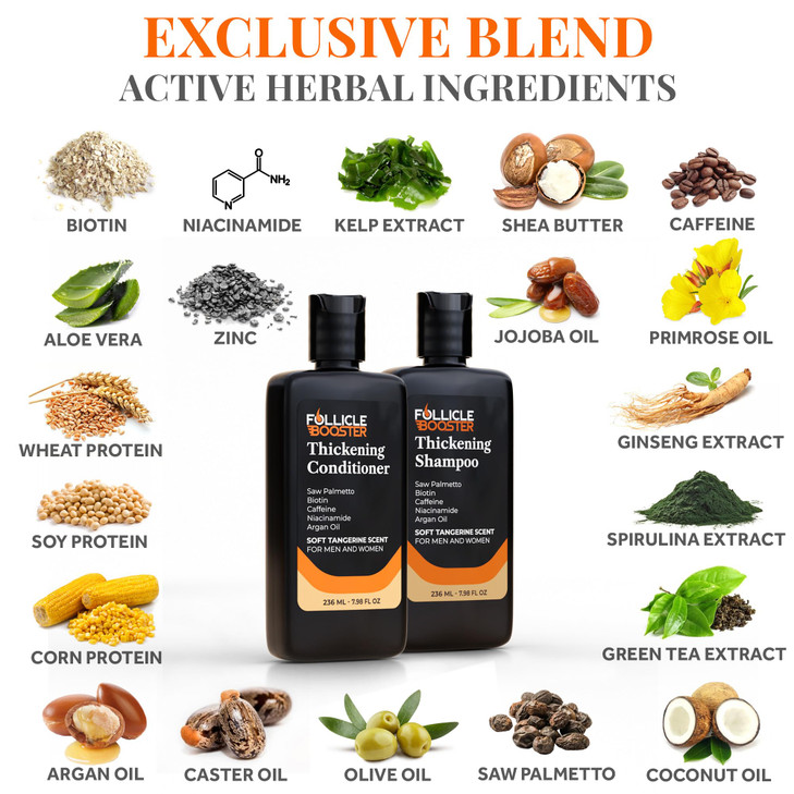 Biotin Hair Growth Shampoo and Conditioner Set for Men and Women - Thickening Treatment for Thinning Hair - Natural and Vegan DHT Blocker for Hair Lo