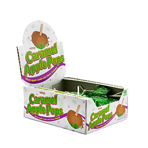 Tootsie Roll Caramel Apple Pops  Caramel Covered Green Apple Candy Lollipops  Bulk Gluten Free Candy  1 Display Box Package  48 Count