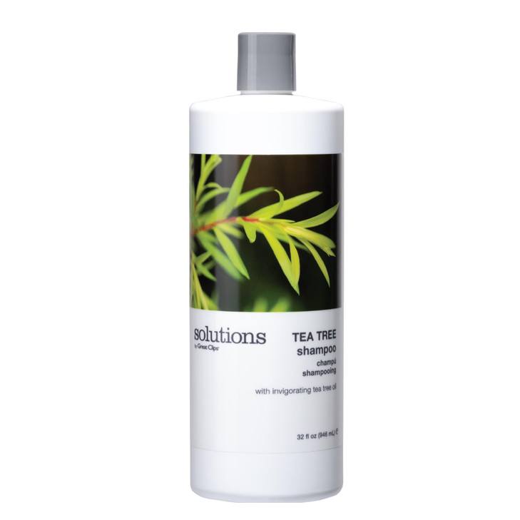 GREAT CLIPS Solutions Tea Tree Shampoo 32 fl oz | Natural Dry Scalp & Dandruff Treatment with Invigorating Essential Oils | Nourish and Stimulate Sca
