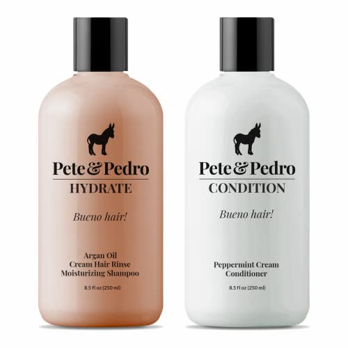 Pete & Pedro HYDRATE and CONDITION Hair Care Set | Argan Oil Moisturizing Shampoo and Hydrating Peppermint Conditioner For Men & Women | As Seen on S